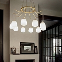 Ideal Lux Pendant luminaire KAROUSEL, 10 flames, � 82.5cm, incl. G9 3.2W 3000K, satined brass / white