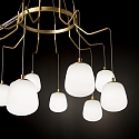 Ideal Lux Pendant luminaire KAROUSEL, 10 flames, � 82.5cm, incl. G9 3.2W 3000K, satined brass / white