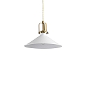 Pendant luminaire ERIS-3, E27, metal / details in satined gold / fabric coated cable, white