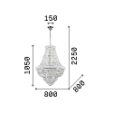 Ideal Lux Pendelleuchte DUBAI, 24-flammig,  � 80cm, E14, Metall / Kristall geschliffen, Chrom