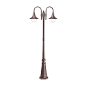 Outdoor floor luminaire CIMA, IP43, height 216cm, 2x E27 max. 60W, aluminium / acrylic, coffee