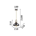 Ideal Lux Pendant luminaire ERIS-1, E27, metal / details in satined gold / fabric coated cable, black
