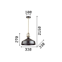 Ideal Lux Pendant luminaire ERIS-2, E27, metal / details in satined gold / fabric coated cable, black