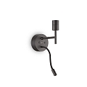 Ideal Lux Wandleuchte SET UP MAP2, 2-flammig, IP20, E27 (exkl.) + LED-Flexarm 3W 3000K 200lm, mit USB-Port + Schaltern, schwarz