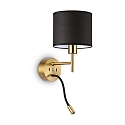 Ideal Lux Wandleuchte SET UP MAP2, 2-flammig, IP20, E27 (exkl.) + LED-Flexarm 3W 3000K 200lm, mit USB-Port + Schaltern, messing
