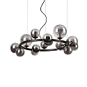 Pendant luminaire PERLAGE, ROUND, � 85cm, 14-flame, incl. 14x LED G9 3W 3000K, black / chrome glass
