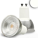 LED spot glass-COB, GU10, 6W 2700K 460lm 405cd 70�, dimmable, silver / clear structured