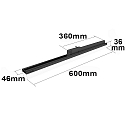 3-phase linear luminaire 60cm, suitable for offices, fixed optics, 20W 4000K 2400lm 110�, black