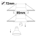 ISOLED recessed mounting frame for GU10 / MR16, set back, IP54, round, � 8.5cm, with glass lens, excl. lamps, white