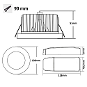 ISOLED Cover Aluminium RUND r�ckversetzt f�r Einbaustrahler Sys-90, Schwarz