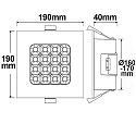 ISOLED LED Downlight PRISM, UGR<19, BAP geeignet, IP54, eckig, 19 x 19cm, starre Optik, dimmbar, 18W 3000K 1950lm 90�