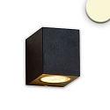 Outdoor wall luminaire Down, IP54, angular, 1x GU10, excl. lamps, aluminium, sand black