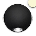 LED Außenwandleuchte Up&Down 4*1W CREE, mit Fokuslinsen, 4-seitig, IP54, 4W 32000K 350m, Aluminium, Sandschwarz