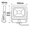 Outdoor LED floodlight with PIR motion sensor, IP65, rotatable and swivelling, black, 30W 4000K 2800lm 120�