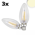 LED lamp candle CANLDE C35 set of 3, switchable E14 4W 400lm 3000K 360� CRI 80-89 