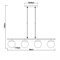 ISOLED H�ngeleuchte SMOKY GLASS, schmale Balkenform, Gl�ser rund, 4-flammig, 4x E27 (exkl.), Stahl schwarz / Rauchglas