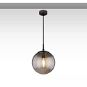 H�ngeleuchte INFINITY SMOKY GLASS 25, rund, 1-flammig, E27 (exkl.), Stahl schwarz / Rauchglas