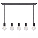 Aufbau-H�ngeleuchte LANG, IP20, 115 x 10cm, 5x Fassung E27 (Leuchtmittel exkl.), 120cm Kabel, Stahl, schwarz matt