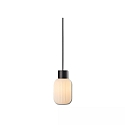 Pendelleuchte INFINITY WHITE GLASS SMALL, � 15cm / L 20cm, E27 (exkl.), offenes Kabel 300cm, schwarz / Opalglas wei�