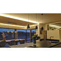 ISOLED pendant luminaire INFINITY WHITE GLASS ROUND ribbed, with open cable, 2-pole E27 IP20, black dimmable