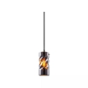 Pendelleuchte INFINITY SMOKY CURLED GLASS, � 12cm / L 27cm, E27 (exkl.), gedrehter Zylinder, offenes Kabel 300cm