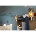 ISOLED pendant luminaire INFINITY SMOKY CURLED GLASS cylindrical, with open cable, 2-pole E27 IP20, black dimmable