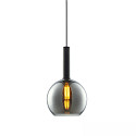 pendant luminaire INFINITY BLACK ROUND GLASS 25CM round E27 IP20, smoky colour, black dimmable
