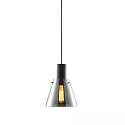 pendant luminaire INFINITY CONCAVE GLASS conical E27 IP20, smoky colour, black dimmable