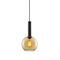 pendant luminaire INFINITY AMBER ROUND GLASS 20CM round E27 IP20, amber, black dimmable