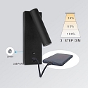 ISOLED LED Leseleuchte, IP42, mit USB-A und USB-C Ladebuchse, 3W 3000K 165lm 30�, CRi >90, 3 Stufen dimmbar, verstellbar, schwarz