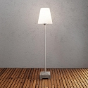Terrace luminaire LUCCA BIG, IP44, height 130cm, E27 max. 60W, grey, aluminium / massive concrete base / white plastic shade