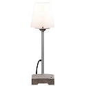 Terrace luminaire LUCCA SMALL, height 59cm, E27 max. 60W, grey, aluminium / massive concrete base / white plastic shade