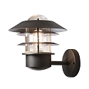 Konstsmide Au�en-Wandleuchte MODENA UP SMALL, E27 max. 60W, Schwarz, Aluminium / Klarglas