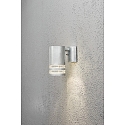 Au�en-Wandstrahler MODENA DOWN, mit �ffnung f�r seitlichen Lichtanteil, GU10 max. 35W, Stahl galvanisiert / Acrylglas klar