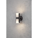 Au�en-Wandleuchte MODENA ROUND, mit doppeltem Lichtkegel, 2x GU10 max. 7W, Schwarz, Aluminium / Acrylglas opal