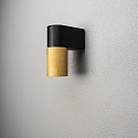 Konstsmide outdoor wall luminaire TEMI down, cylindrical GU10 IP54, gold, black dimmable