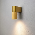 Konstsmide outdoor wall luminaire TEMI down, cylindrical GU10 IP54, gold dimmable