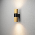Konstsmide outdoor wall luminaire TEMI up / down, cylindrical GU10 IP54, gold, black dimmable