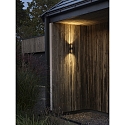 Konstsmide outdoor wall luminaire TEMI up / down, cylindrical GU10 IP54, gold, black dimmable