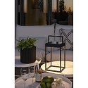 Konstsmide LED solar-/USB-lantern PORTOFINO, IP54, 2.2W 2700/3000K 180lm, dimmable, with twilight sensor + wall mount, black