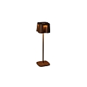 Outdoor LED accu table lamp NICE, IP54, 2.5W 2700/3000K 120lm, dimmable, rusty