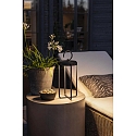 Konstsmide Outdoor LED accu-lantern RAVELLO, IP54, 2.2W 2700/3000K 140lm, dimmable, with hook, black
