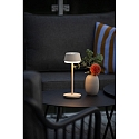 battery table lamp LYON with USB connection, CCT Switch, RGB, with touch dimmer IP54, terracotta dimmable