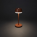 Konstsmide battery table lamp LYON with USB connection, CCT Switch, RGB, with touch dimmer IP54, terracotta dimmable