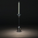 Konstsmide battery table lamp CASSIS with USB connection, with touch dimmer IP54, polished aluminium, silver dimmable