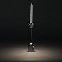 Konstsmide battery table lamp CASSIS with USB connection, with touch dimmer IP54, polished aluminium, silver dimmable