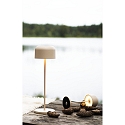 Konstsmide battery table lamp LILLE with USB connection, with touch dimmer IP54, sand coloured dimmable