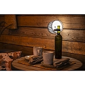 Konstsmide battery table lamp BOTTLE with USB connection, with touch dimmer IP54, black dimmable