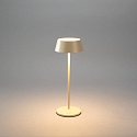 Konstsmide battery table lamp MENTON USB IP54, sand coloured, lacquered dimmable