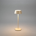 Konstsmide battery table lamp MENTON USB IP54, sand coloured, lacquered dimmable